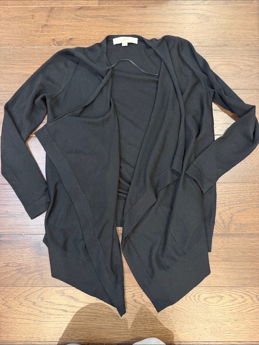 LOFT Black Open-Front Draped Cardigan Size XSP - C31-089